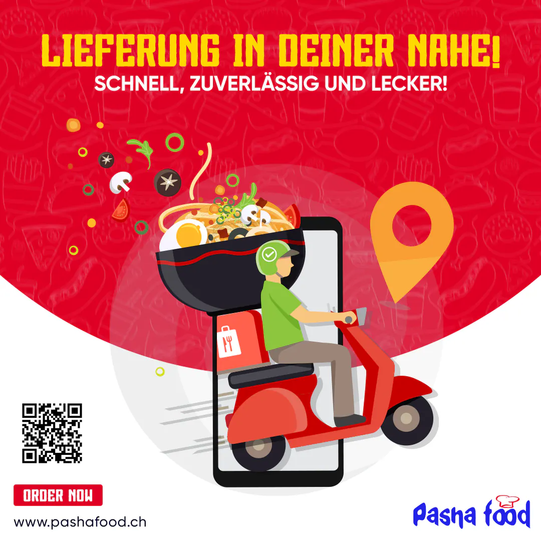 PashaFood Lieferpost mit Roller und Bestellhinweis